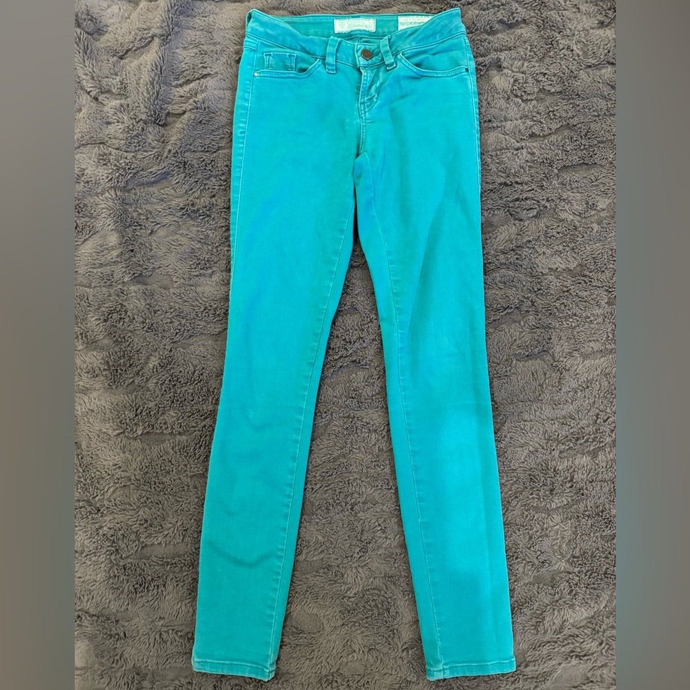 Guess Brittney Skinny Ankle Teal Turquoise Jeans